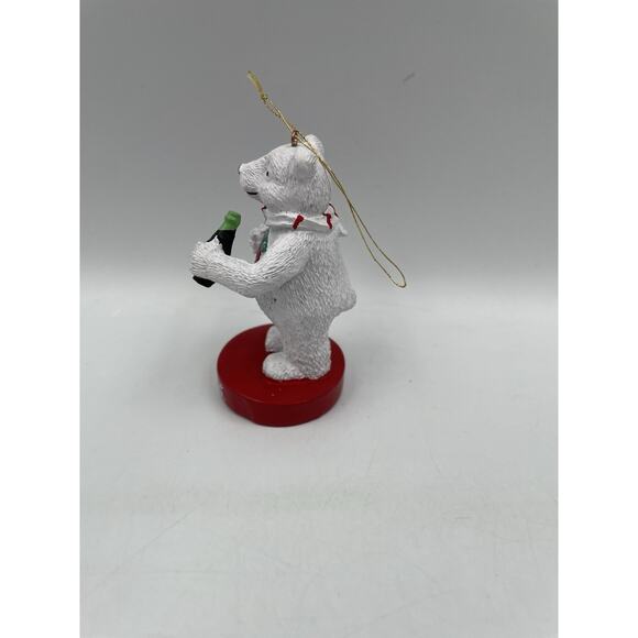 Vintage ‘97 Always Coca-Cola Polar Bear Christmas Ornament Red Pedestal Resin - Picture 3 of 7